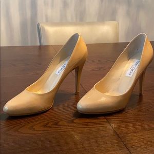 Jimmy Choo Nude Patent Leather Pumps 36 1/2